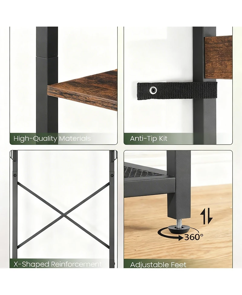 Yigii Coat Rack Freestanding Hall Tree Hanging Rail Shelves Industrial Entryway