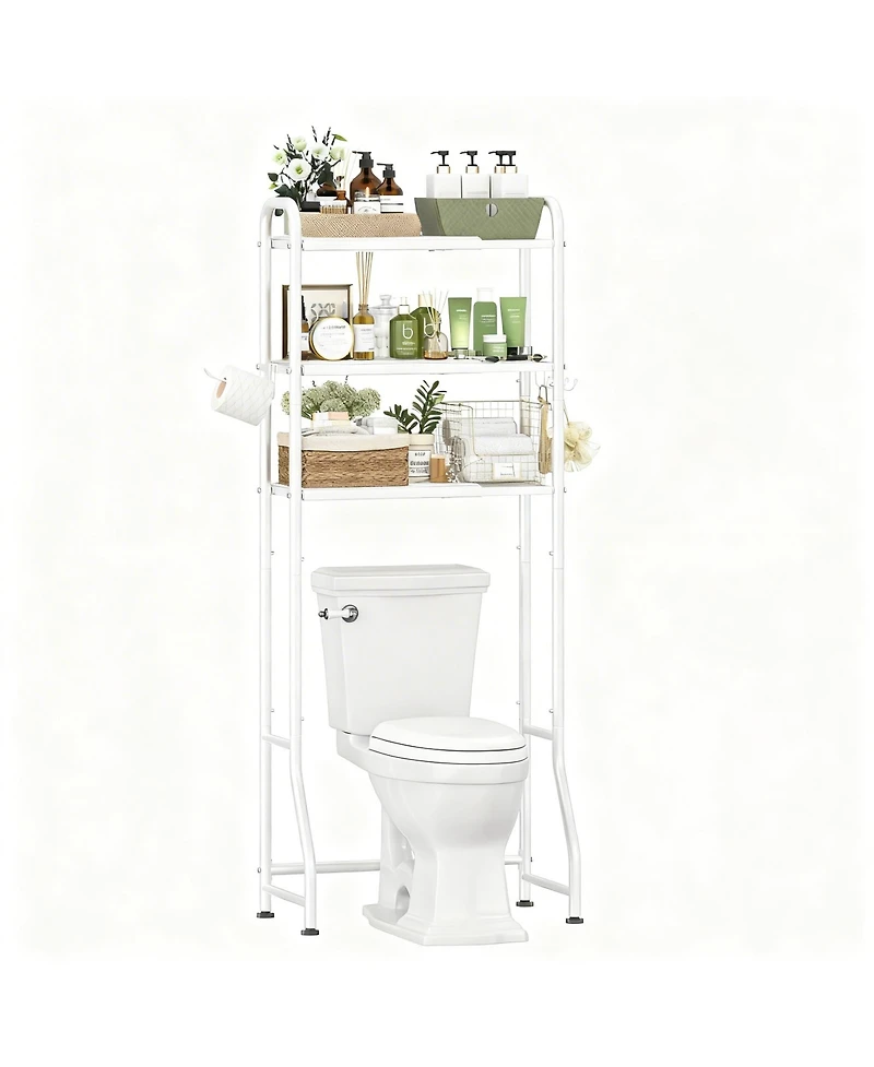 Yigii Expandable Over Toilet Storage Rack Metal 3 Tier Bathroom Organizer Shelf