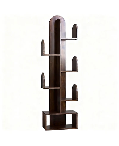Yigii Cactus Tree Bookshelf Wood Corner Storage Rack