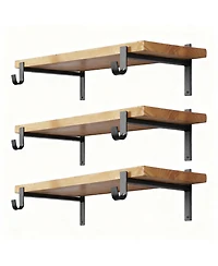 Yigii Closet Rod Bracket Shelf With Hook Wall Mounted 6 Pack