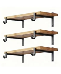 Yigii Closet Rod Bracket Shelf With Hook Wall Mounted 6 Pack