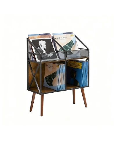 Yigii Vinyl Record Storage Holder shelf 250 Lp Wooden Display Table