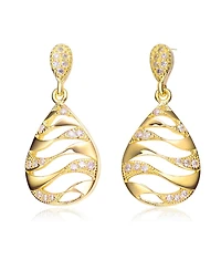 Unique Sterling Silver Clear Round Cubic Zirconia Drop Earrings