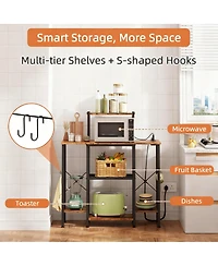 Yigii Bakers Rack with Power Outlet Coffee Bar 6 Tiers Microwave Shelve