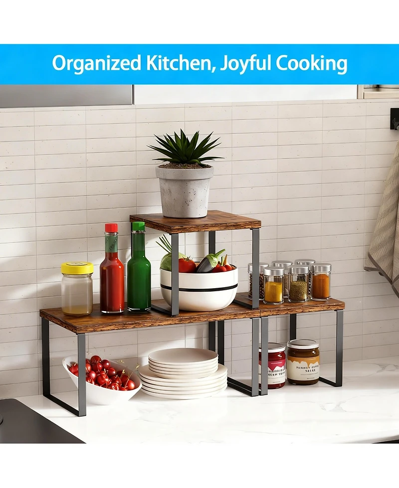 Yigii Adjustable Stackable Corner Shelf Organizer