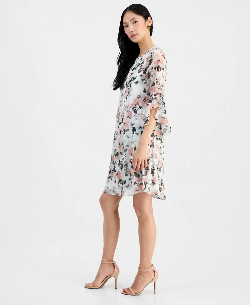 Kasper Women's Boat-Neck Flutter-Sleeve Swing Dress