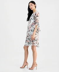 Kasper Women's Boat-Neck Flutter-Sleeve Swing Dress