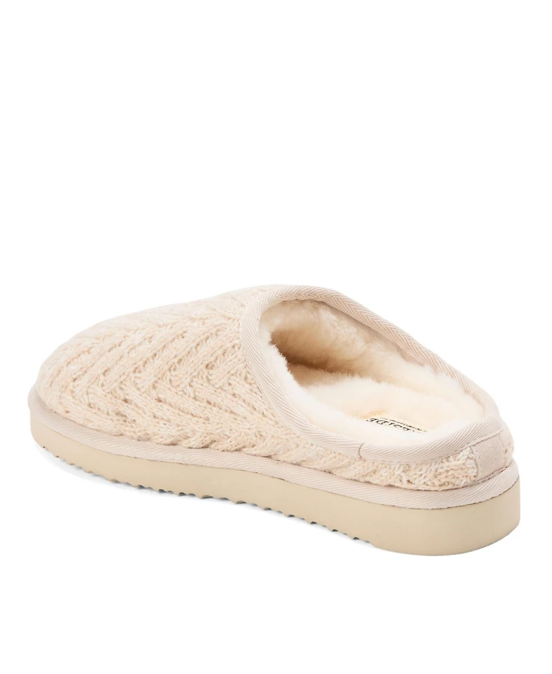 Dearfoams Women's Greta Genuine Shearling Knit Clog Slipper