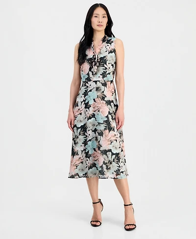 Kasper Women's Sleeveless Tie-Front A-Line Dress