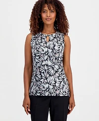 Kasper Women's Sleeveless Printed Keyhole Top