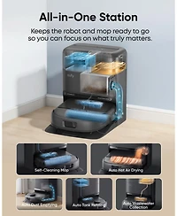 eufy C28 Robot Vacuum and Mop Combo, HydroJet Self-Cleaning Roller Mop, 15,000 Pa Turbo High Suction