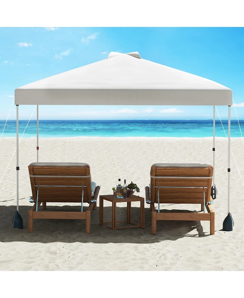 Gymax 10 X 10 Ft Pop up Canopy Tent w/ 1 Sidewall Wheeled Bag 8 Stakes