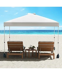 Gymax 10 X 10 Ft Pop up Canopy Tent w/ 1 Sidewall Wheeled Bag 8 Stakes