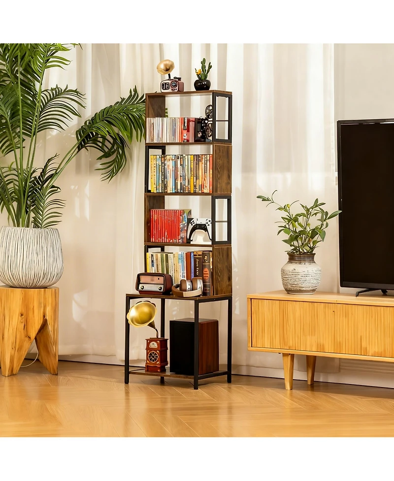 Yigii Dvd Shelf Wooden Cd Storage Rack Adjustable Dividers Tower Media Holder