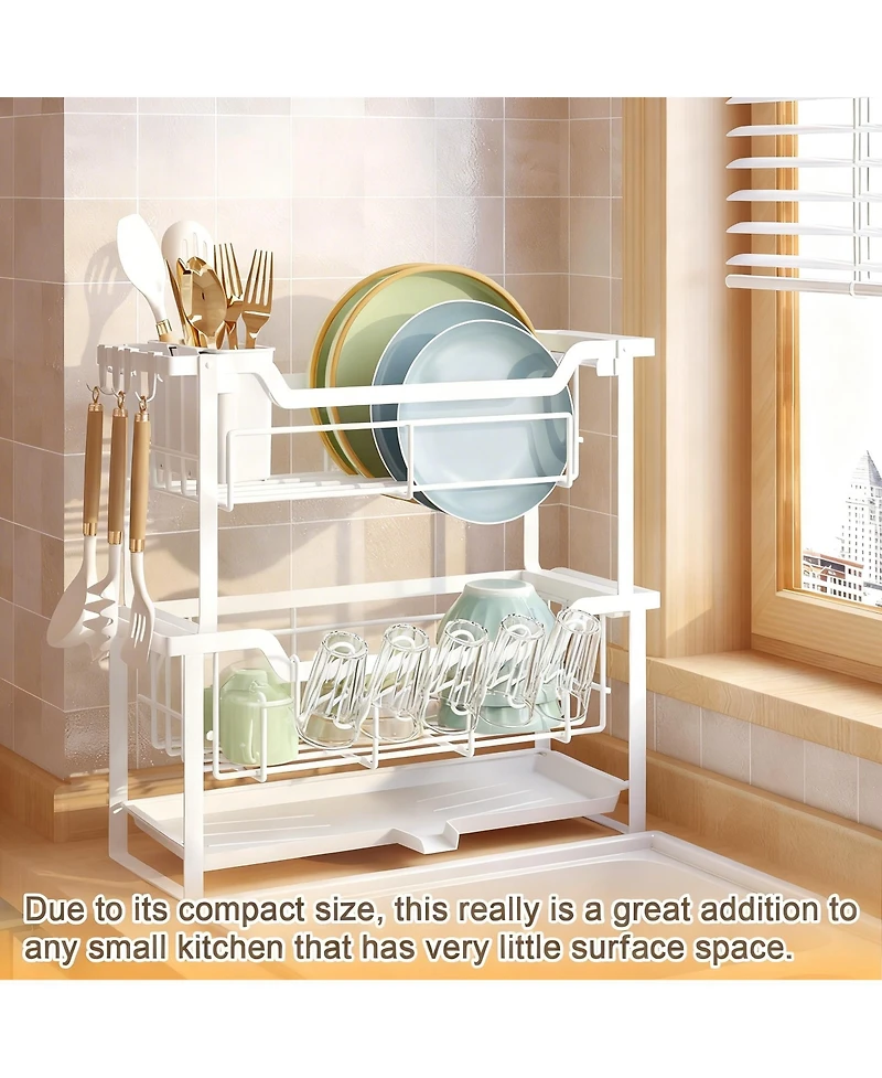 Yigii 2-Tier Dish shelf Drainboard Narrow Space