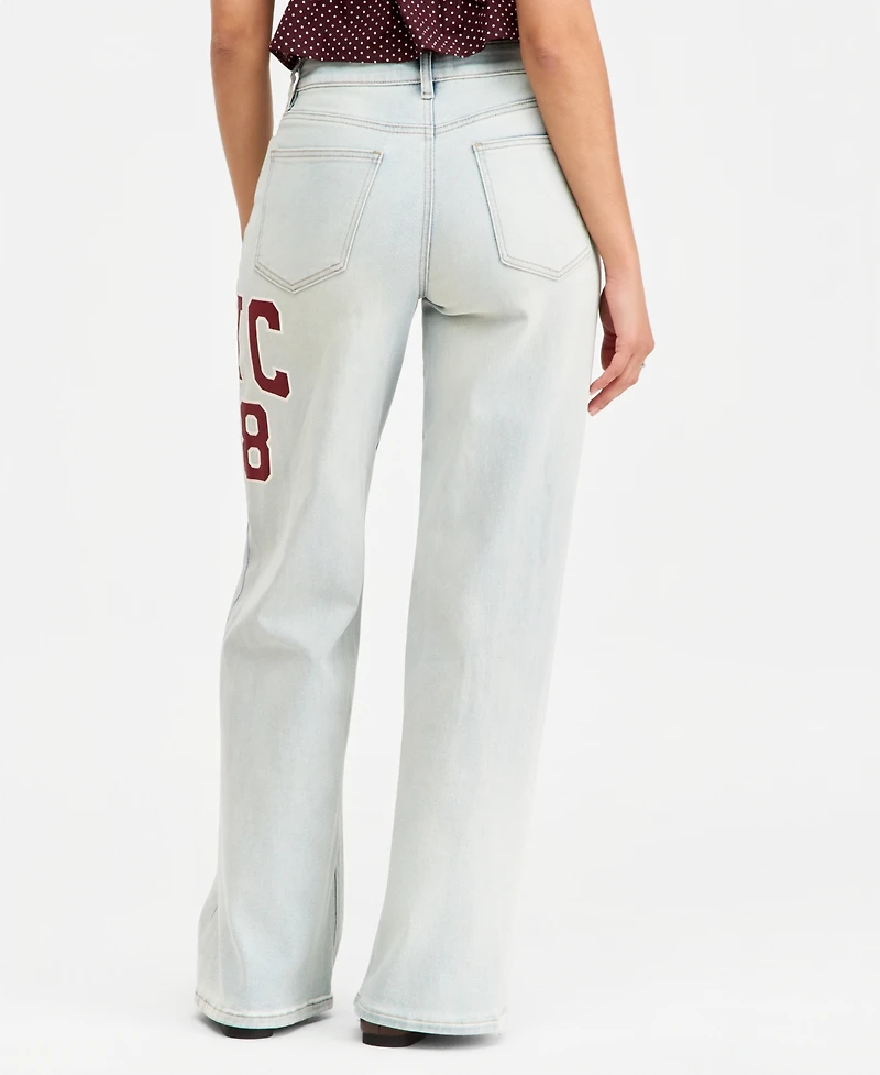 Madden Girl Juniors' Ultra '90s Wide-Leg Varsity Jeans