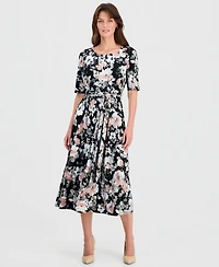Kasper Women's Floral Elbow-Sleeve Fit & Flare Dress