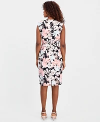 Kasper Petite Sleeveless Cowl Neck Sheath Dress