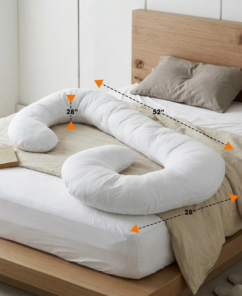 Cheer Collection Hypoallergenic Down Alternative Total Body J Shaped Pregnancy Pillow