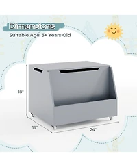 Slickblue Wooden Toy Organizer Cart with Bookshelf and Lockable Wheels