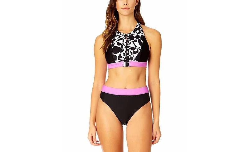 Coppersuit Women's Colorblock Zip Longline Bra Swim Top