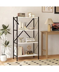 Slickblue Heavy Duty 4 Tier Bookshelf with Metal Frame Storage Unit
