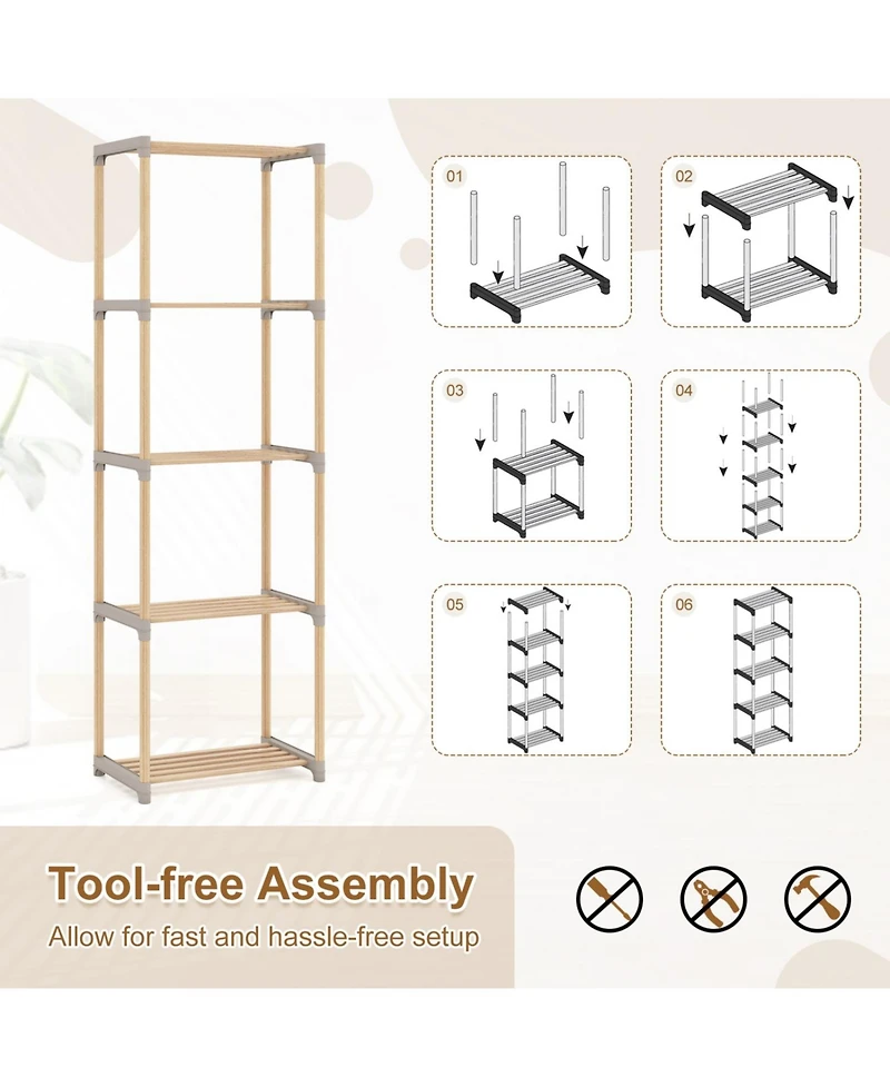 Slickblue 5 Tier Open Bookshelf Storage for Home Office and Bathroom