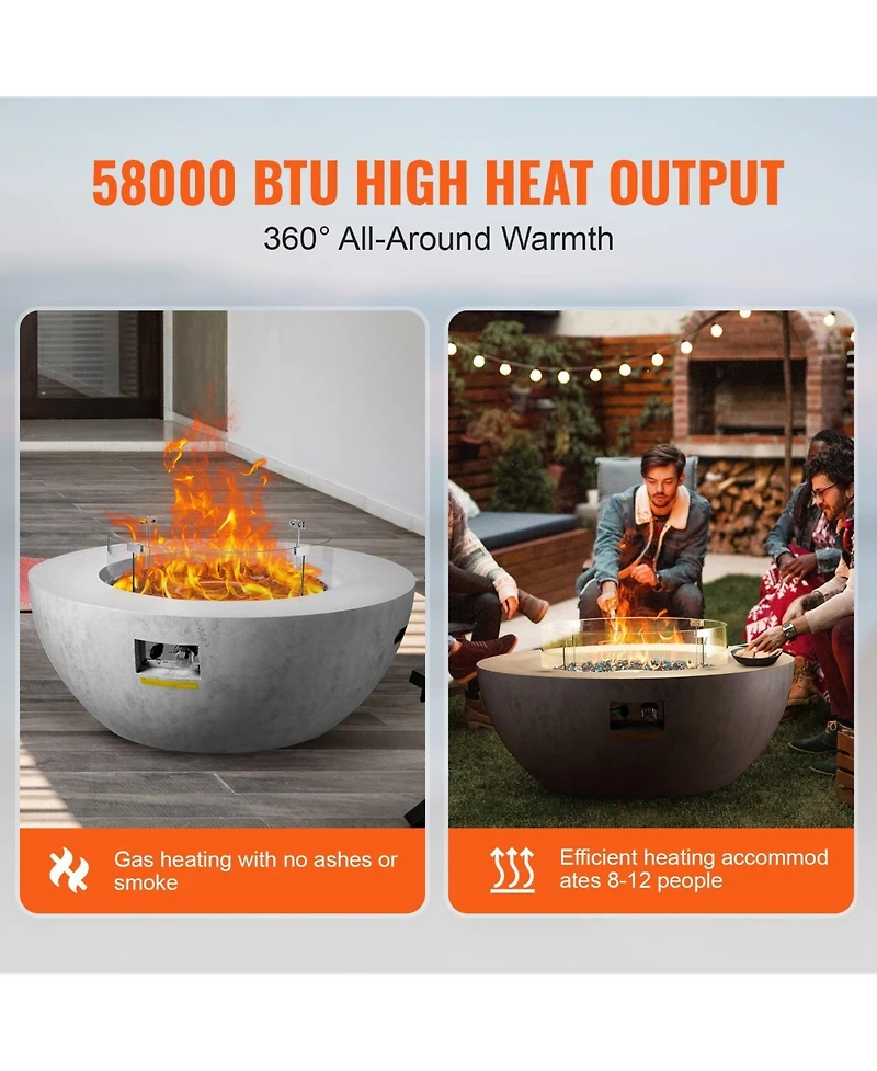 Gouun 39 inch Propane Fire Pit Table 50000 Btu with Lid and Rain Cover