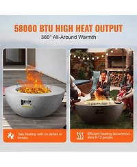 Gouun 39 inch Propane Fire Pit Table 50000 Btu with Lid and Rain Cover