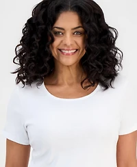 Style & Co Petite Cotton Scoop-Neck Short-Sleeve Top, Created for Macy's