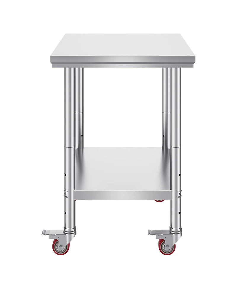 Gouun Stainless Steel Rolling Work Table with 4 Casters.