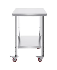 Gouun Stainless Steel Rolling Work Table with 4 Casters.