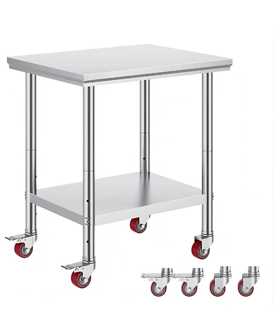 Gouun Stainless Steel Rolling Work Table with 4 Casters.