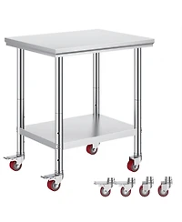 Gouun Stainless Steel Rolling Work Table with 4 Casters.