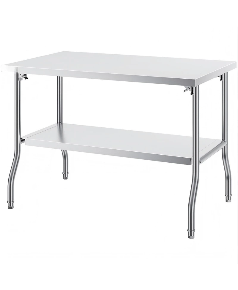 Gouun Folding Stainless Steel Commercial Prep Table 48 x 30 in, Portable Worktable