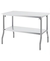 Gouun Folding Stainless Steel Commercial Prep Table 48 x 30 in, Portable Worktable