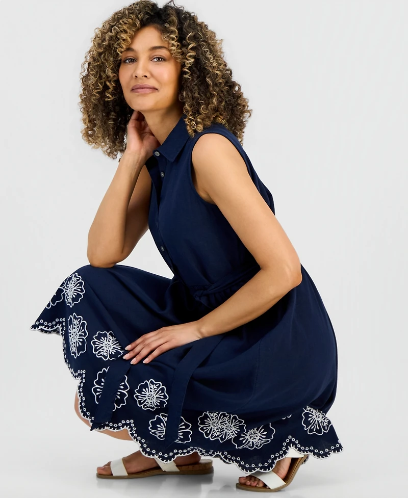 Style & Co Petite Sleeveless Scalloped-Hem Shirtdress, Macy's Exclusive