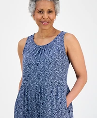Style & Co Petite Printed Round-Neck Tiered Tank Dress, Macy's Exclusive