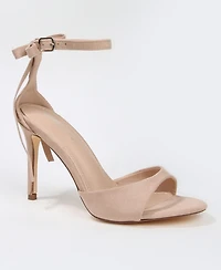 Berness Women's Fia Ankle Strap Heeled Sandal Adorned on the Back with a Double Bow