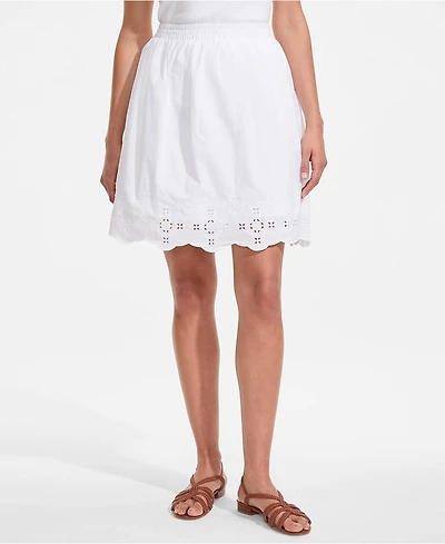Lands' End Women's Poplin Eyelet Mini Skirt