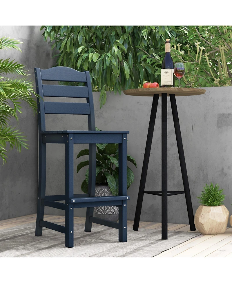 Gymax Set Of 2 Outdoor Hdpe Bar Stool Patio Tall Chair Backrest Footrest All Weather
