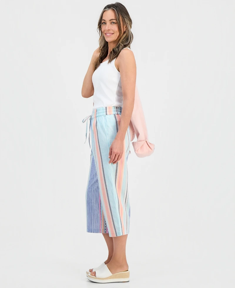 Style & Co Petite Noyma Stripe Wide-Leg Capri Pants, Macy's Exclusive