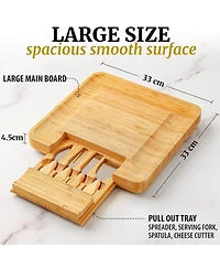 Zulay Kitchen Wooden Bamboo Cheese Board Party Set