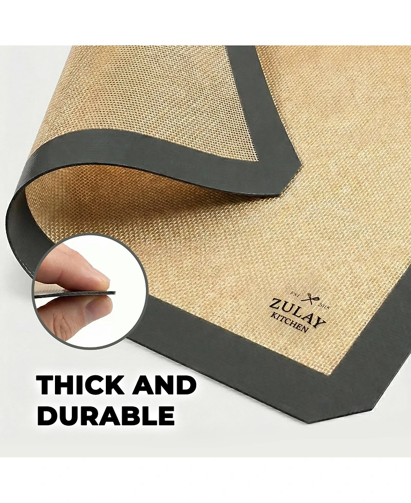 Zulay Kitchen (2 Pack) Silicone Baking Mat Sheet Set - Reusable Baking Mat Nonstick