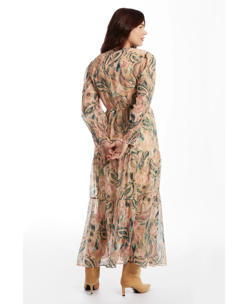 June + Vie Women's Tiered Maxi Dress
