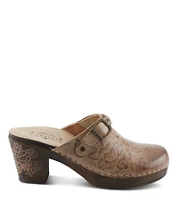 L'Artiste Calliroe Open-Back Clogs | Hand-Painted Leather Slip-On With Floral Details