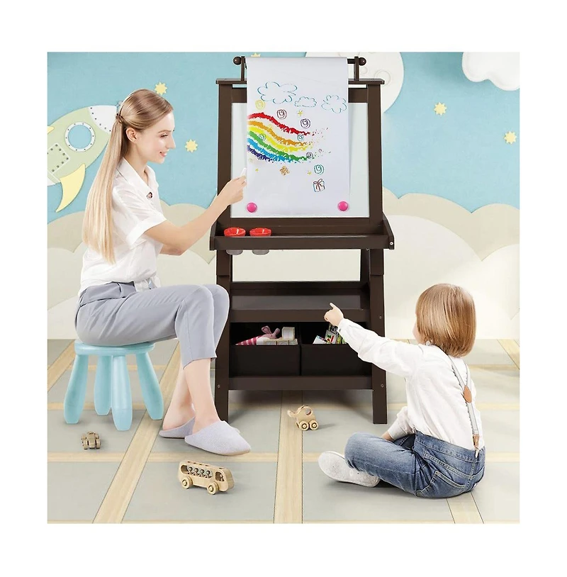 Kinder King Art Easel for Kids, 3 1 Toddler w/Whiteboard, Chalkboard & Paper Roll