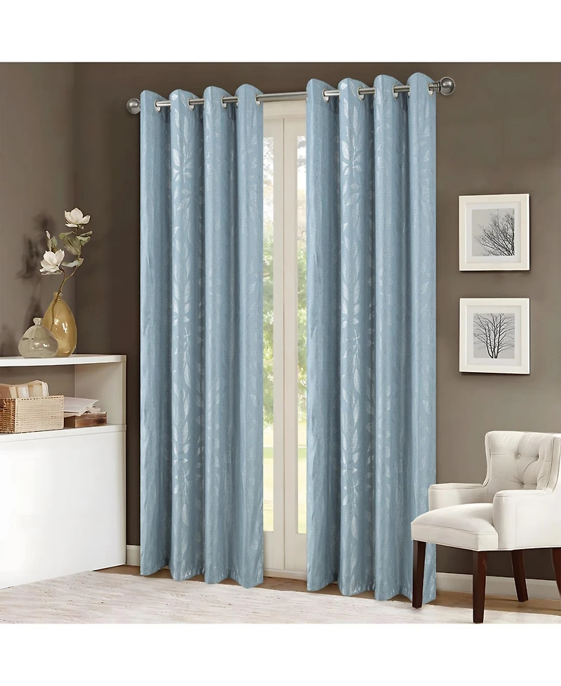 Rt Designers Collection Bexley Foil Jacquard Polyester Window Curtain Grommet Panel 52" x 84