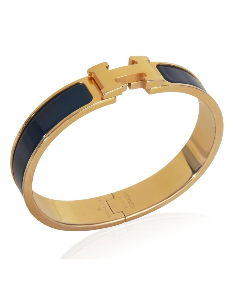 Pre-Owned Hermes Gold-Plated Clic H In Ultramarine Bracelet