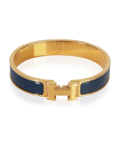 Pre-Owned Hermes Gold-Plated Clic H In Ultramarine Bracelet